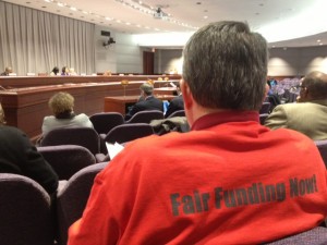 Math Teacher Larry Dome stays late to share his testimony: I am a public school teacher, and my school deserves to be funded like other other public schools.