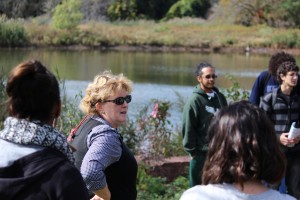 Environmental Justice students, with science teacher Tricia Johnson, explore water quality issues on the West River.