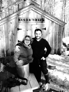 Engagement photo: A man dedicated to his lovely wife, and to maple sugar.