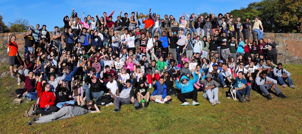 Common Ground students in a group portrait during the all-school hike.