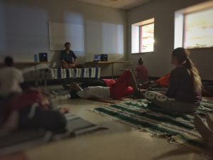 Special Education teacher Dan Bianchini leads students in guided meditation, visualization, and relaxation.