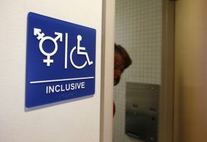 A gender-neutral bathroom is seen at the University of California, Irvine in Irvine, California September 30, 2014. The University of California will designate gender-neutral restrooms at its 10 campuses to accommodate transgender students, in a move that may be the first of its kind for a system of colleges in the United States. 