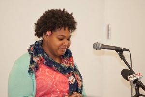 Nyasia Mercer, Common Ground Class of 2016, speaks at the grand opening for Common Ground's new school building.